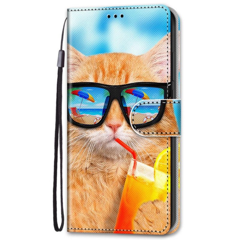 Fodral För Samsung Galaxy S22 Plus 5G Med Kedjar Thong Sun Cat