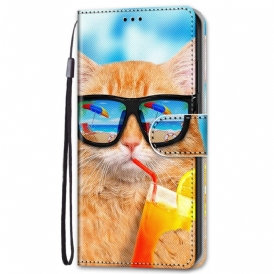 Fodral För Samsung Galaxy S22 Plus 5G Med Kedjar Thong Sun Cat