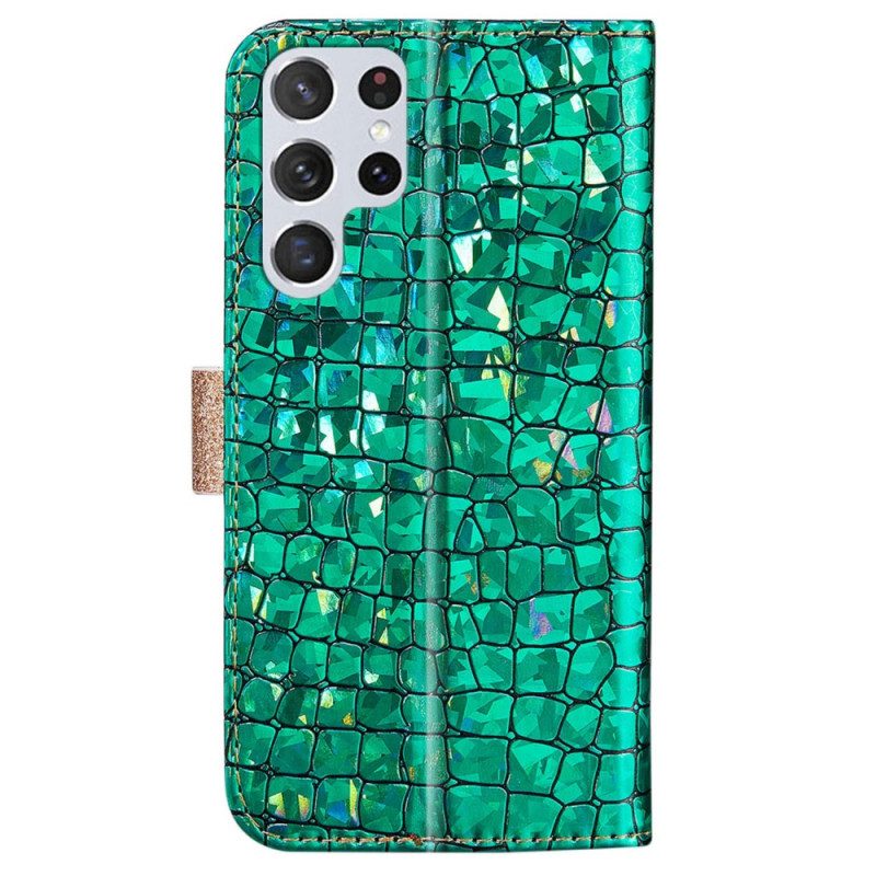 Fodral För Samsung Galaxy S22 Ultra 5G Croc-diamanter