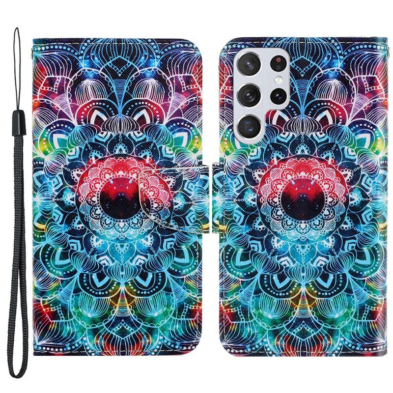 Fodral För Samsung Galaxy S22 Ultra 5G Med Kedjar Flashy Strappy Mandala