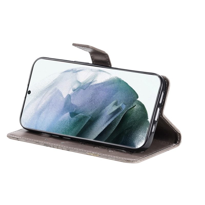 Fodral För Samsung Galaxy S22 Ultra 5G Med Kedjar Jätte Strappy Fjärilar
