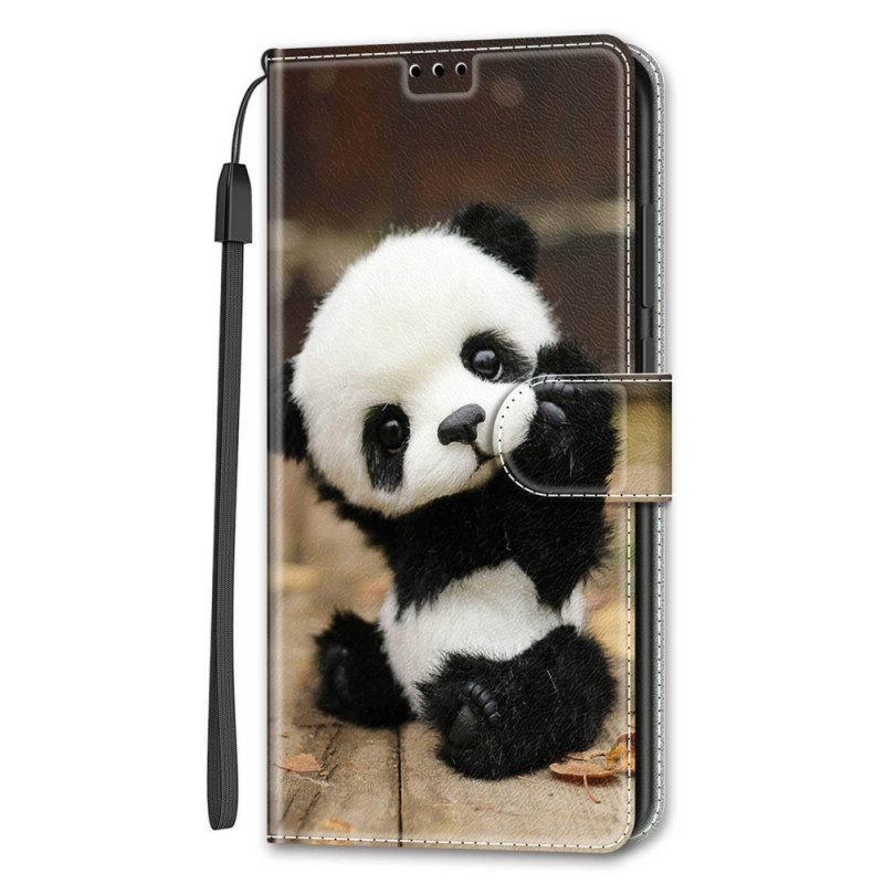 Fodral För Samsung Galaxy S22 Ultra 5G Med Kedjar Spela Little Panda Med Rem