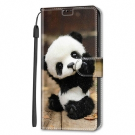 Fodral För Samsung Galaxy S22 Ultra 5G Med Kedjar Spela Little Panda Med Rem