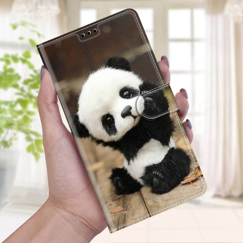Fodral För Samsung Galaxy S22 Ultra 5G Med Kedjar Spela Little Panda Med Rem