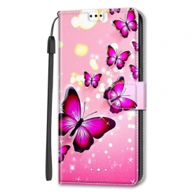 Fodral För Samsung Galaxy S22 Ultra 5G Med Kedjar Thong Butterflies Fan