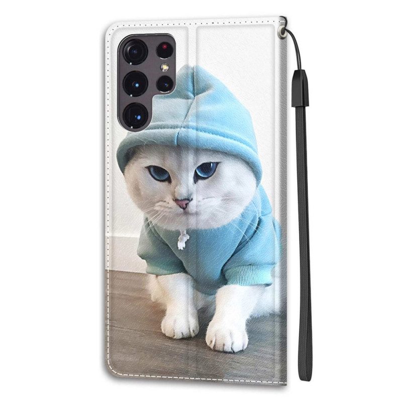 Fodral För Samsung Galaxy S22 Ultra 5G Med Kedjar Thong Cat Fan