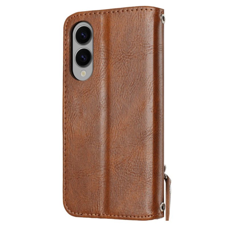 Fodral För Samsung Galaxy S25 5g Edge Vintageplånbok Med Rem Och Axelrem