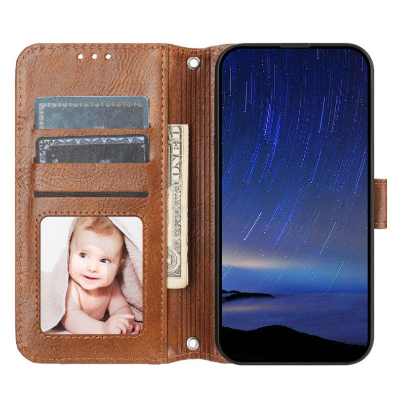 Fodral För Samsung Galaxy S25 5g Edge Vintageplånbok Med Rem Och Axelrem