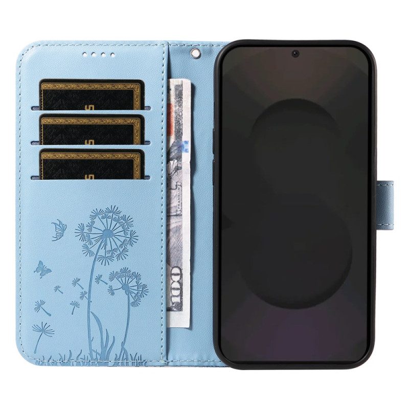 Fodral För Samsung Galaxy S25 Fe Maskrosmönster Med Rem