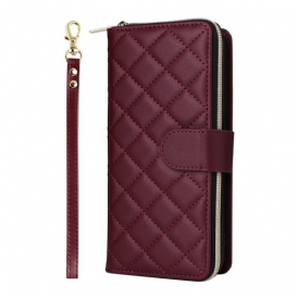 Fodral För Samsung Galaxy S25 Fe Quiltad Med Rem Och Axelrem