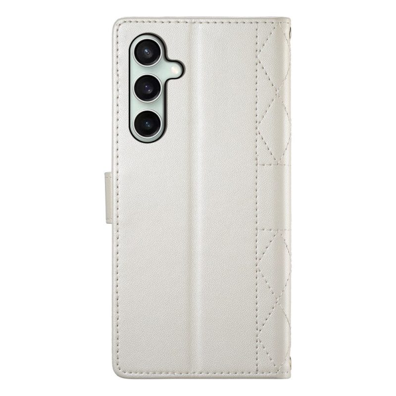 Fodral För Samsung Galaxy S25 Fe Quiltad Plånbok Med Remmar