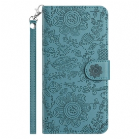 Fodral För Samsung Galaxy S25 Plus 5g Blommönster Med Rem