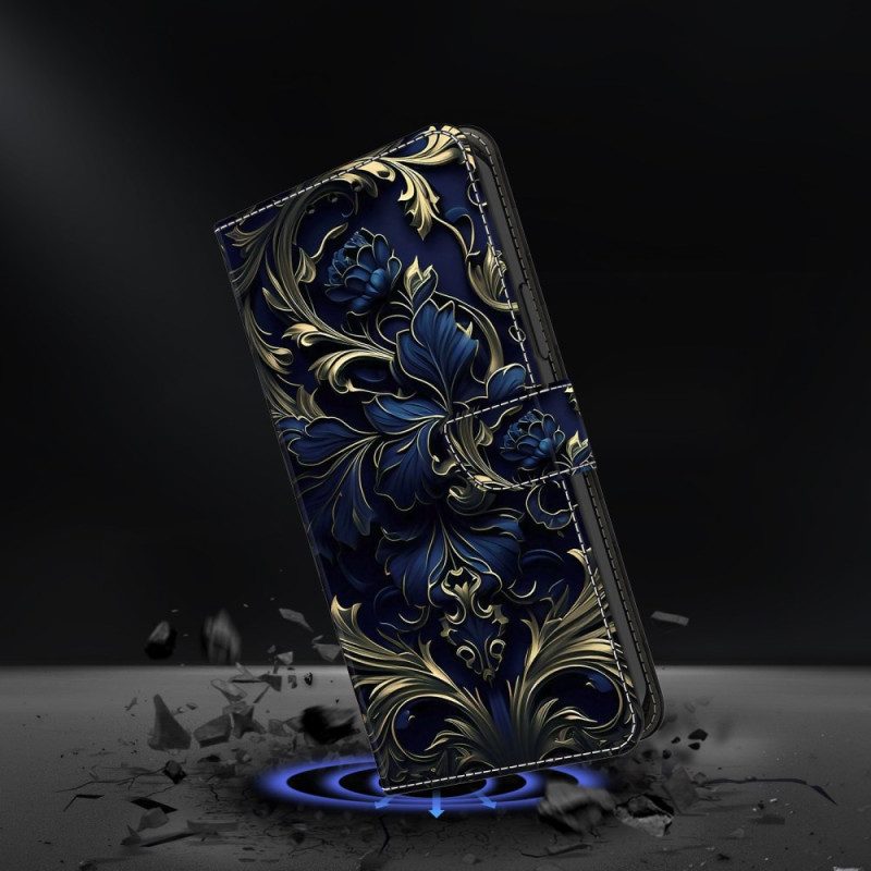 Fodral För Samsung Galaxy S25 Plus 5g Metallisk Blå Blomma