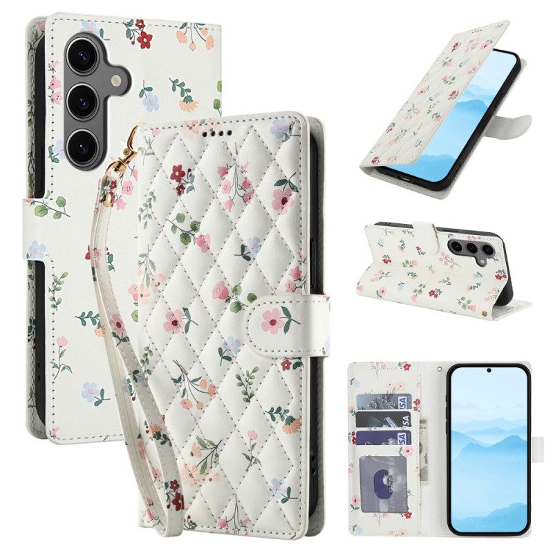 Fodral För Samsung Galaxy S26 Blommig Plånbok Med Snodd