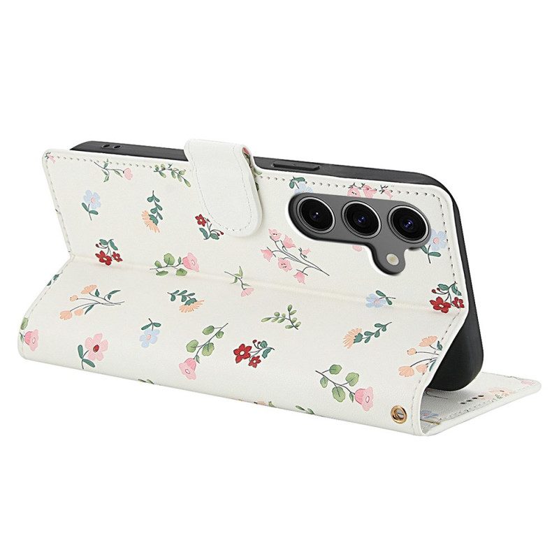 Fodral För Samsung Galaxy S26 Blommig Plånbok Med Snodd