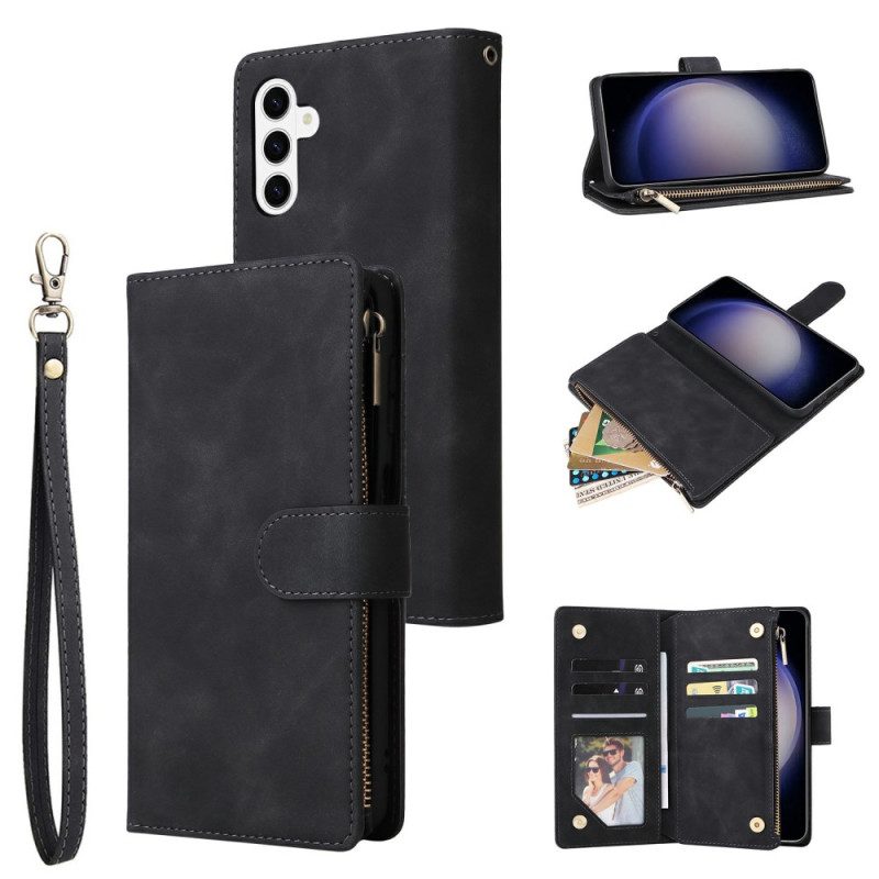 Fodral För Samsung Galaxy S26 Plånbok Med Mockaeffekt Och Dragkedja