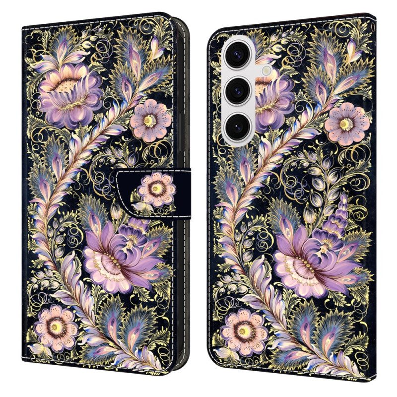 Fodral För Samsung Galaxy S26 Plus Vintage Guldfärgade Nålmönster