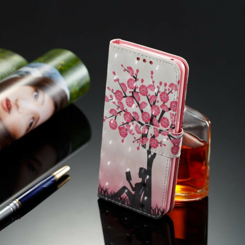 Fodral För Samsung Galaxy S9 Läser Under Det Blommande Trädet