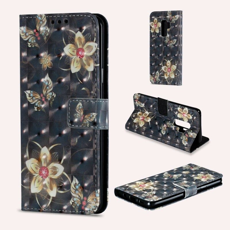 Fodral För Samsung Galaxy S9 Plus Retro Färgglada Blommor