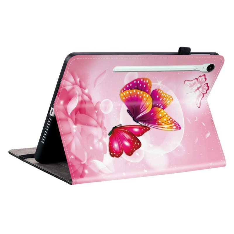 Fodral För Samsung Galaxy Tab S10 Fe Plus Rosa Fjärilar