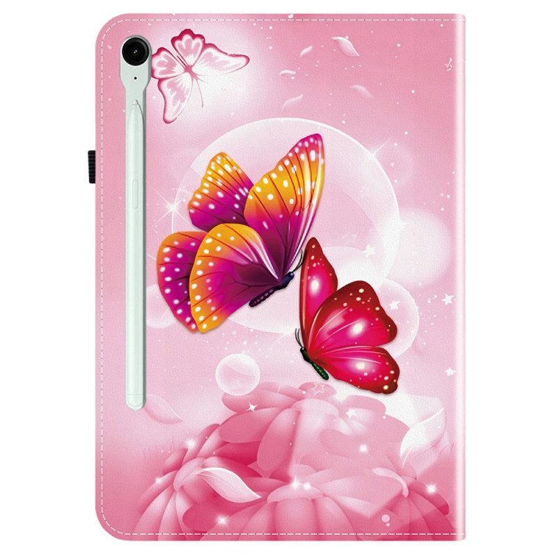 Fodral För Samsung Galaxy Tab S10 Fe Plus Rosa Fjärilar