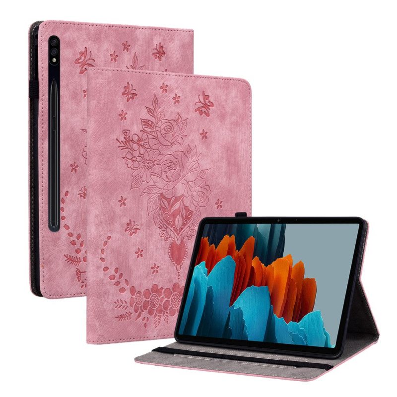 Fodral För Samsung Galaxy Tab S10 Plus Fjärilar Och Rosor