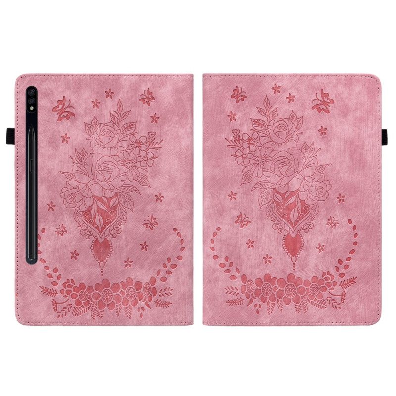 Fodral För Samsung Galaxy Tab S10 Plus Fjärilar Och Rosor