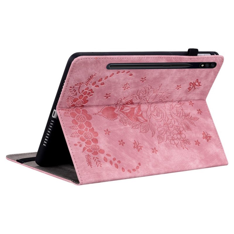 Fodral För Samsung Galaxy Tab S10 Plus Fjärilar Och Rosor