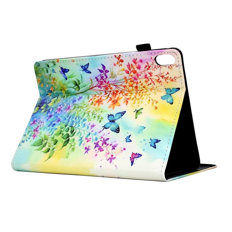 Fodral För Samsung Galaxy Tab S11 Färgade Blommor Och Fjärilar