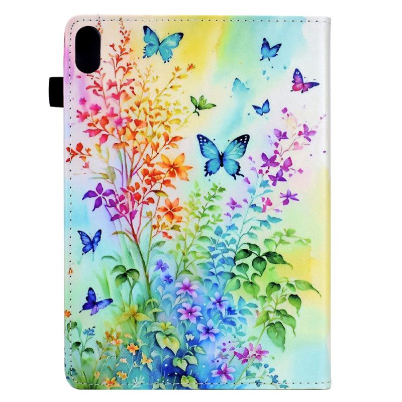 Fodral För Samsung Galaxy Tab S11 Färgade Blommor Och Fjärilar