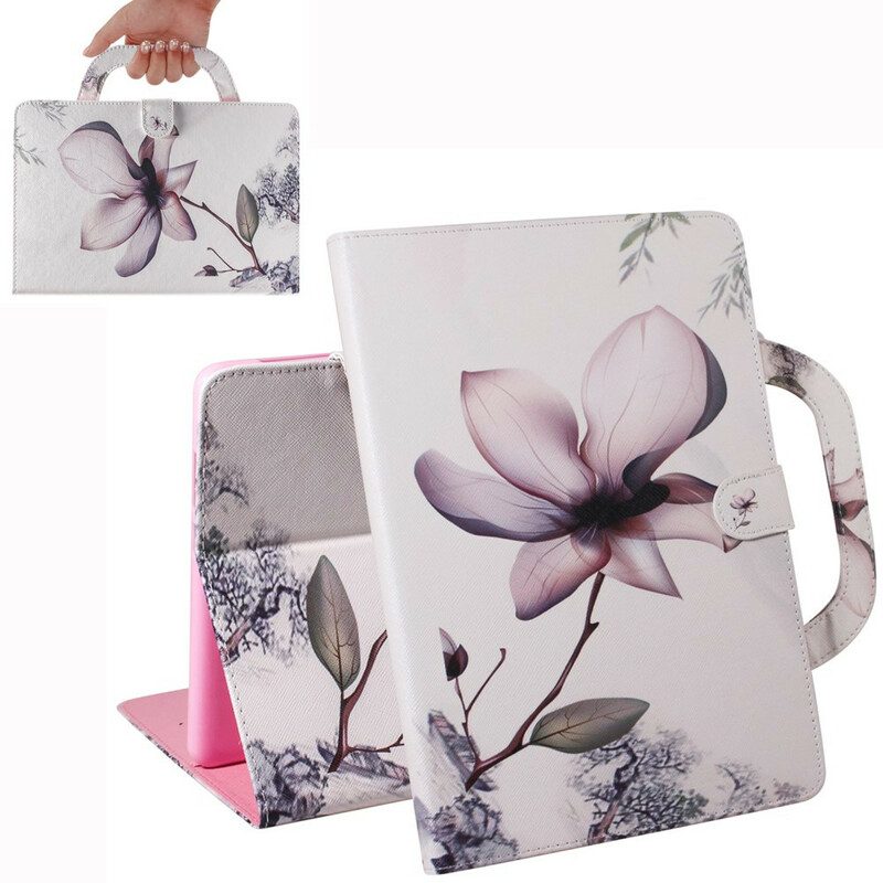 Fodral För Samsung Galaxy Tab S7 / Tab S8 Vintageblomma Med Handtag