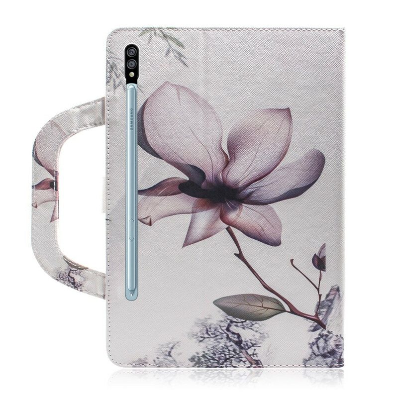 Fodral För Samsung Galaxy Tab S7 / Tab S8 Vintageblomma Med Handtag