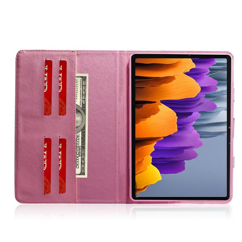 Fodral För Samsung Galaxy Tab S7 / Tab S8 Vintageblomma Med Handtag