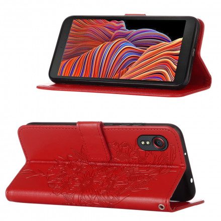 Fodral För Samsung Galaxy XCover 5 Fjärilsdesign Med Rem