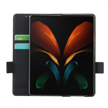 Fodral För Samsung Galaxy Z Fold 2 Äkta Litchi Läder