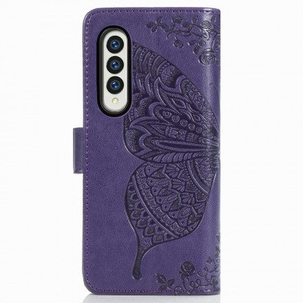 Fodral För Samsung Galaxy Z Fold 3 5G Fjärilsdesign Med Rem