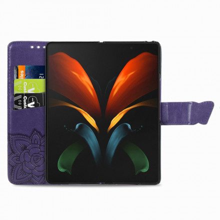 Fodral För Samsung Galaxy Z Fold 3 5G Fjärilsdesign Med Rem