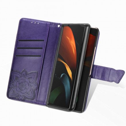 Fodral För Samsung Galaxy Z Fold 3 5G Fjärilsdesign Med Rem