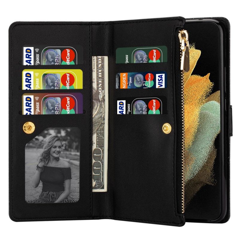 Fodral För Samsung Galaxy Z Fold 3 5G Plånboksfodral Plånbok Med Blixtlås