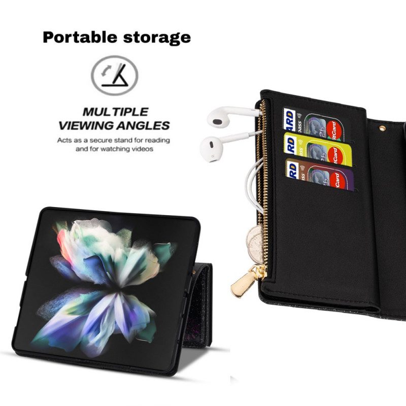 Fodral För Samsung Galaxy Z Fold 3 5G Plånboksfodral Plånbok Med Blixtlås