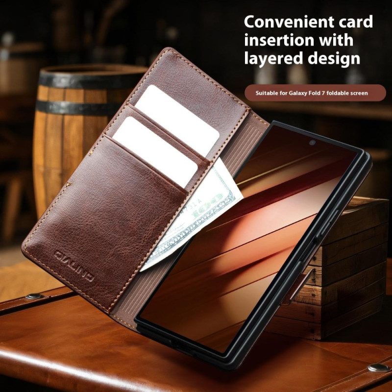 Fodral För Samsung Galaxy Z Fold 7 Korthållare I Läder