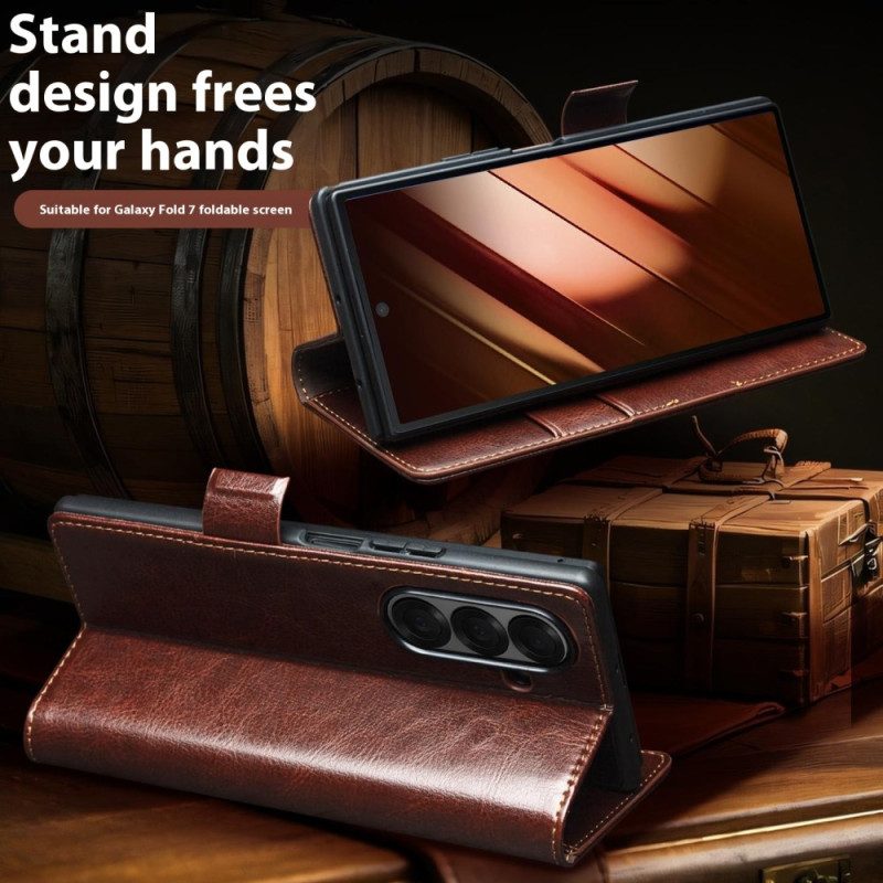 Fodral För Samsung Galaxy Z Fold 7 Korthållare I Läder
