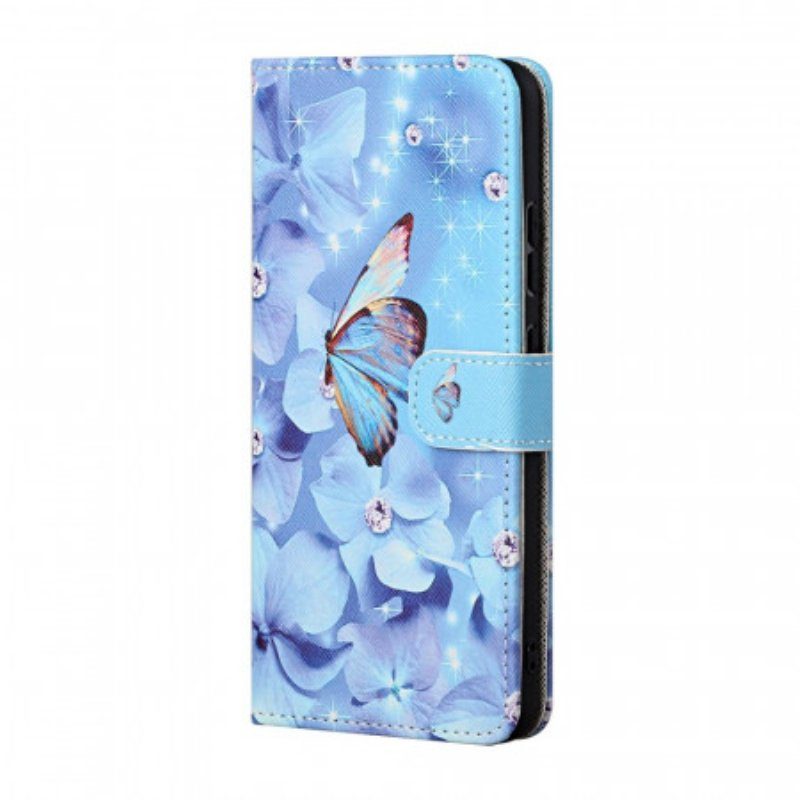 Fodral Samsung Galaxy A13 5G / A04s Med Kedjar Strappy Diamond Butterflies