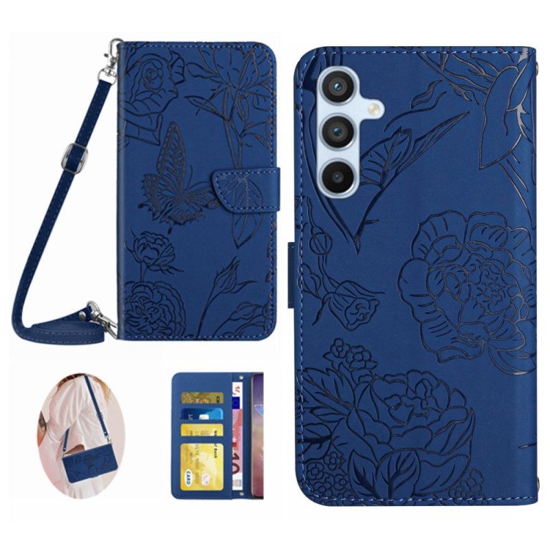 Fodral Samsung Galaxy A17 4g / 5g Axelväska Med Fjärilstryck