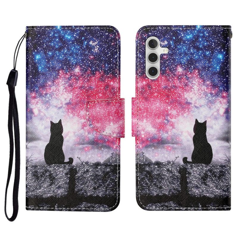 Fodral Samsung Galaxy A17 4g / 5g Katt Under Stjärnorna