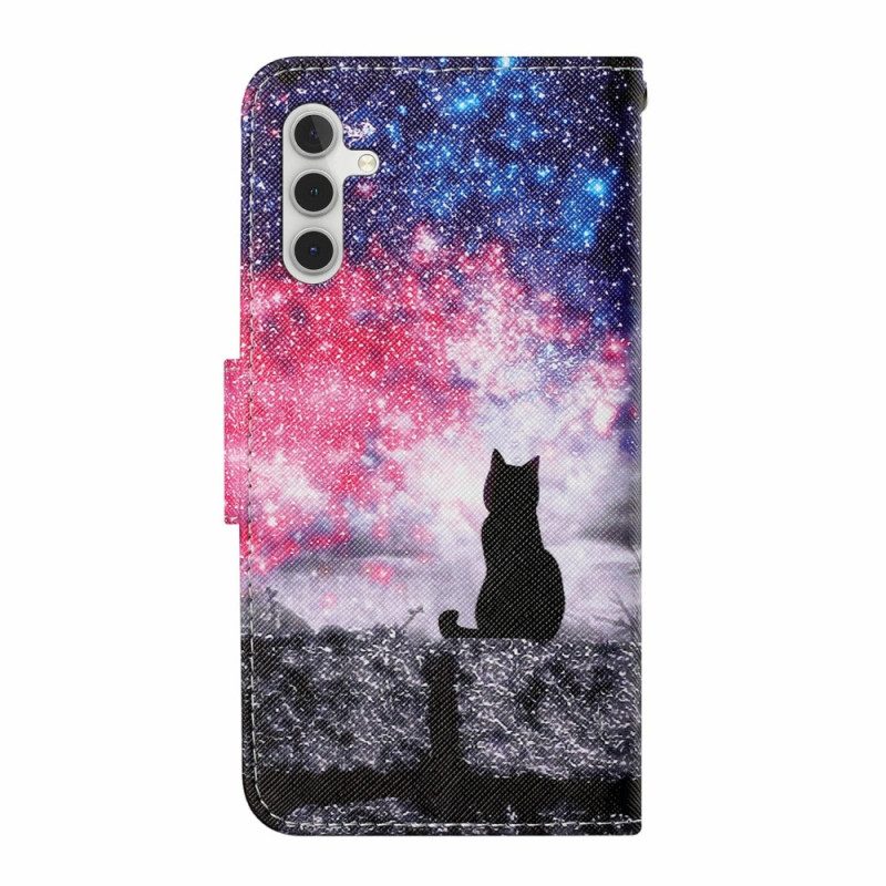 Fodral Samsung Galaxy A17 4g / 5g Katt Under Stjärnorna