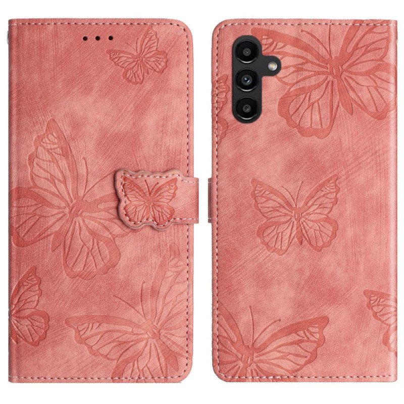 Fodral Samsung Galaxy A17 4g / 5g Mockaeffekt Med Fjärilar