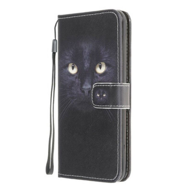 Fodral Samsung Galaxy M12 / A12 Med Kedjar Strappy Black Cat Eyes