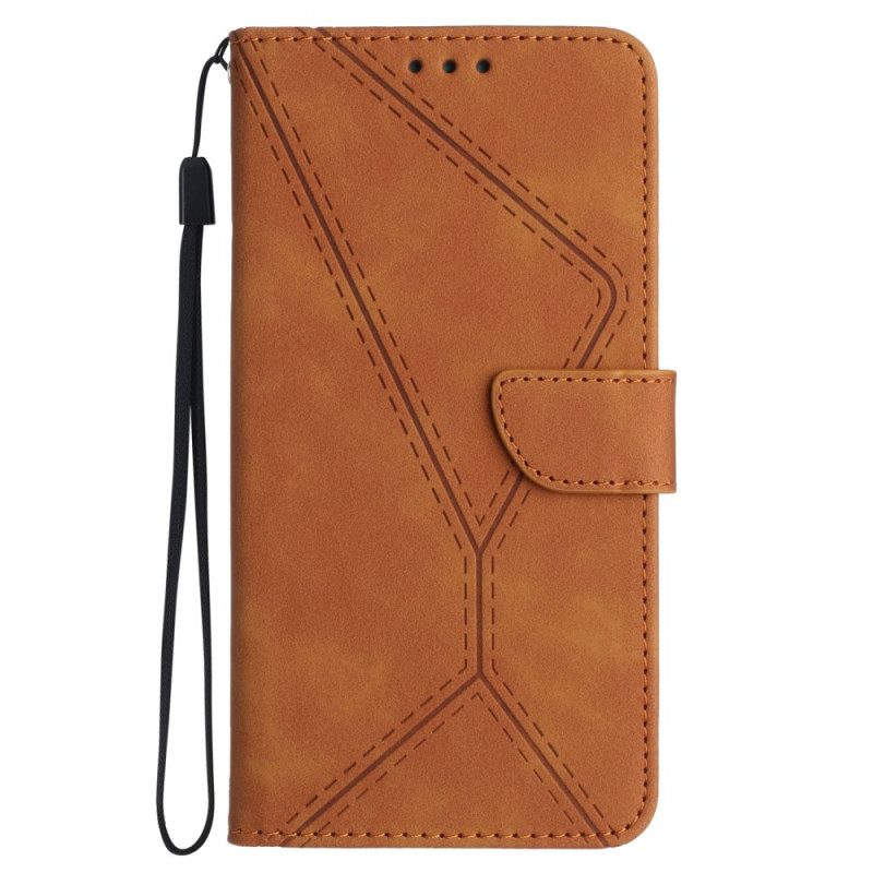 Fodral Samsung Galaxy M55 5g Linjer Och Prickade Remmar
