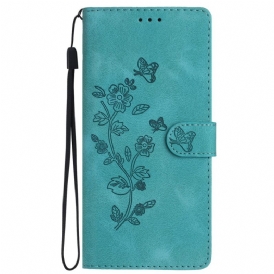 Fodral Samsung Galaxy S24 5g Diskret Blommönster Med Rem